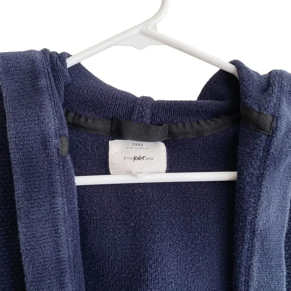 Zara Kids Knit Hooded Open Cardigan Sweater
